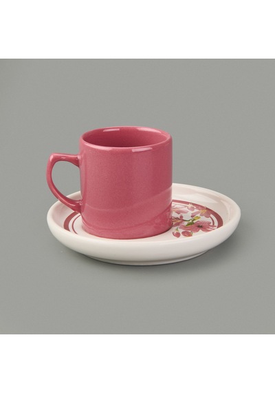 Kitchen Flowery Nordic 4 Parça Kahve Fincanı - Mürdüm - 110 Ml Çok Renkli