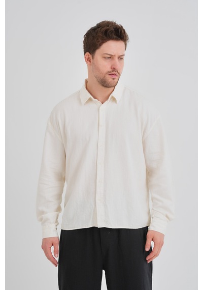 Redline Bond Keten Oversize Rahat Kalıp Premium Kumaş Basic Gömlek Beyaz Redline Bond Keten Oversize Rahat Kalıp Premium Kumaş Basic Gömlek Beyaz
