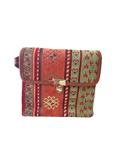 Otantik Kilim Desenli Omuz Çantası Antrasit
