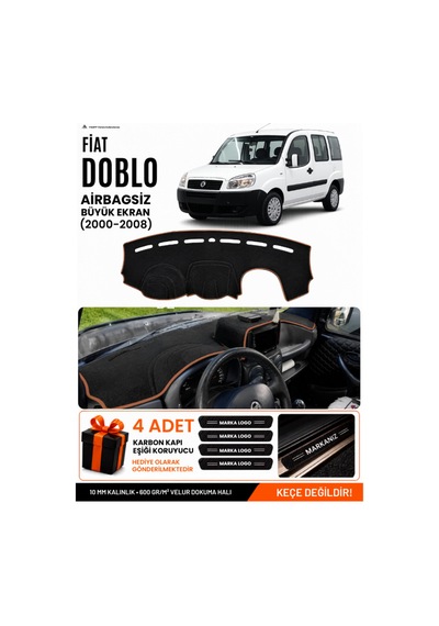 Fıat Doblo 2000-2008 Airbagsiz Büyük Ekran Uyumlu Torpido Örtüsü - Siyah-kahverengi - Fı021