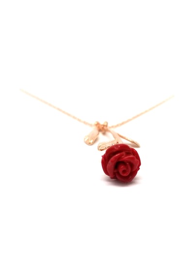 Kadın Gül Tasarım 925 Ayar Gümüş Kolye Rose Gold