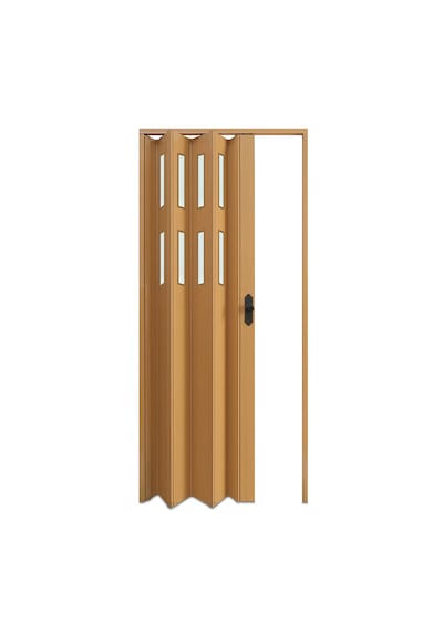 Faran Dekorasyon 145 x 215 Meşe Renk Camlı Pvc Akordiyon Katlanır Kapı - FRNAKMODEL-64