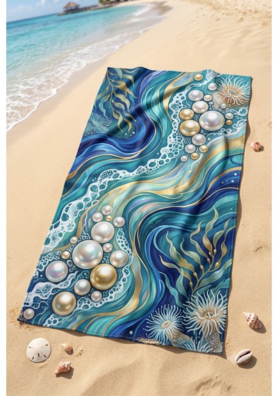 75x150 Cm Plaj Havlusu Deniz Koleksiyonu Premium Özel Tasarım Hızlı Kuruyan Mikrofiber Havlu Sarı