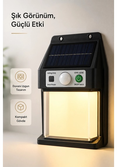 Güneş Enerjili Sensörlü Solar Aplik Duvar Tipi Dış Mekan Bahçe Balkon Işığı Diğer