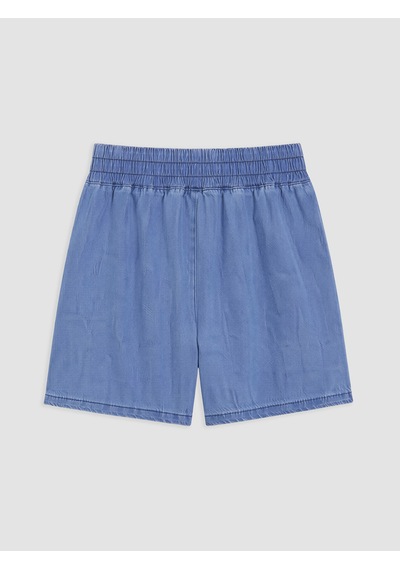 Lcwaıkıkı Petite Mavi Beli Lastikli Kadın Jean Şort