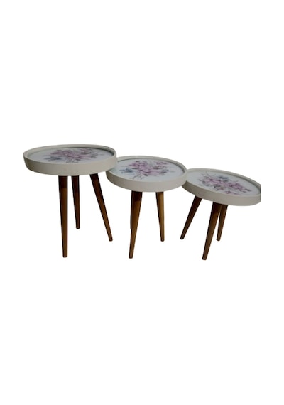 Zigon Sehpa Çember Yaban Gülü Model Kayın Retro Parlak Ceviz 3 Ay