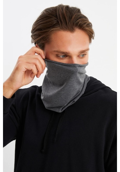 Butikgiz Erkek 4 Fonksiyonlu Koruyucu Pamuklu, Esnek, Terletmez, Bandana, Boyunluk, Maske - Tek Ebat / Füme Füme