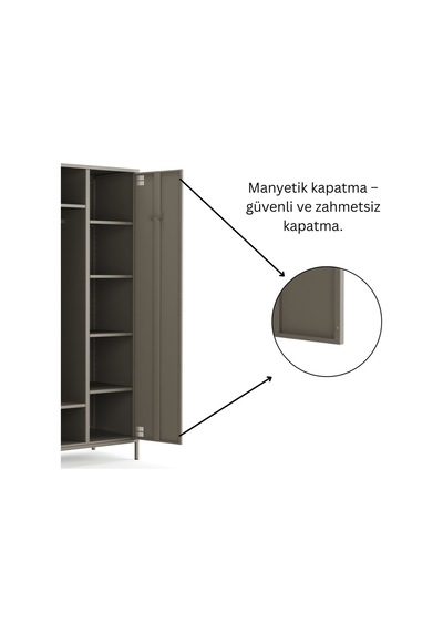 Pera Metal Elbise Dolabı, Soyunma Dolabı, İki Kapılı, 80,50 X 50 X 189,50 Cm Ral 7039 Acıbadem Antrasit