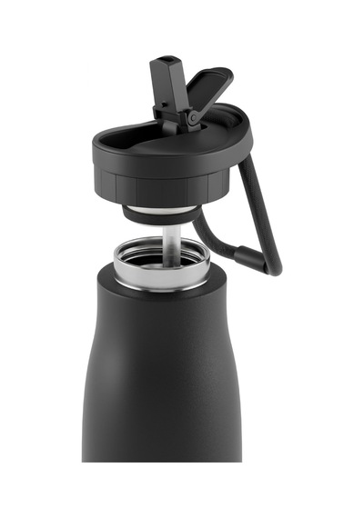 Puccon 500 Ml Pipetli Siyah Çelik Matara/termos - Silikon Gövdeli Plus - 50011