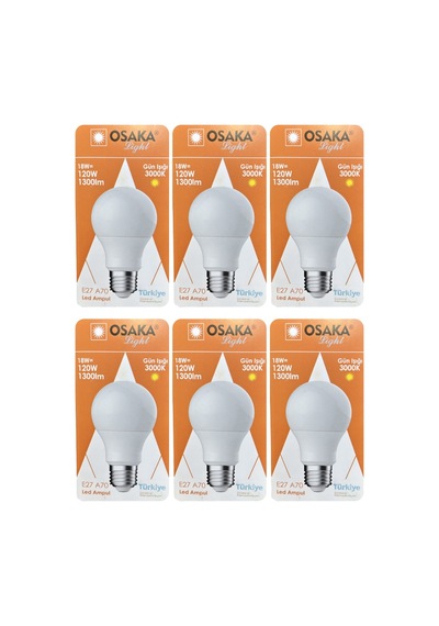 6 Adet Osaka 18w 120w Sarı Işık 3000k E27 Duylu Kalın Duy Led Ampul