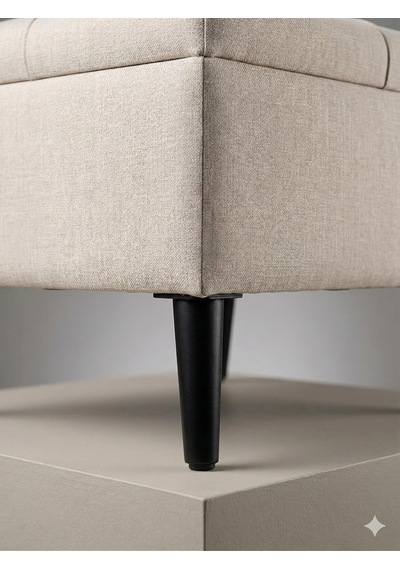 Coart Home Sandıklı Keten Puf /60x45x40/ Sandıklı Saklama Kutusu, Makyaj Koltuğu, Sandıklı Puf Diğer