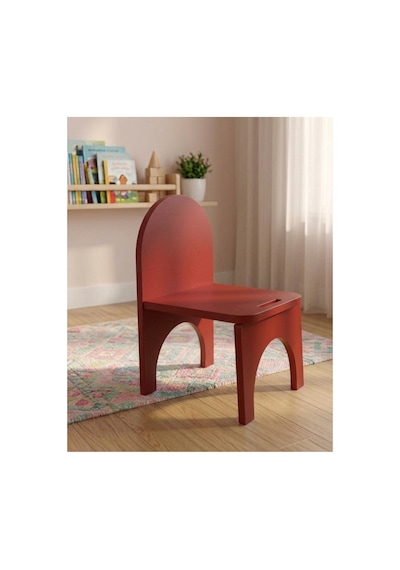 Montessori Mdf Çocuk Sandalyesi, Modern Tasarım, Güvenli Ve Dayanıklı Ahşap Çocuk Sandalyesi Kırmızı