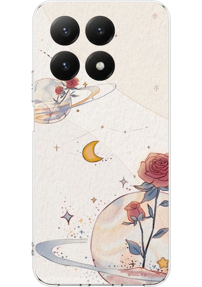 Xiaomi Mi 15t Pro Uyumlu Gezegen, Yıldız Ve Gül Baskılı Silikon Kılıf Renkli