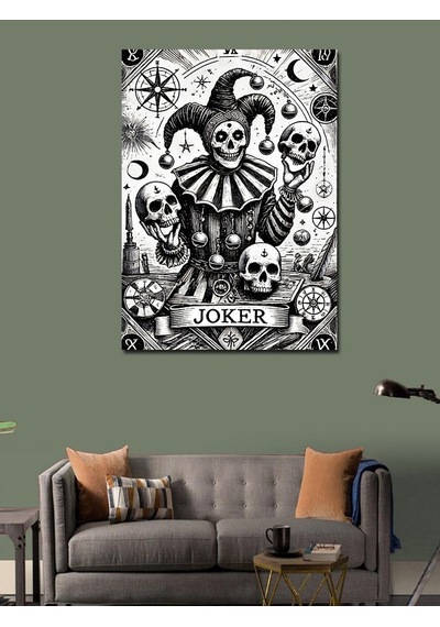 Kanvas Tablo Kafatası Joker Çizimi 50cmx70cm