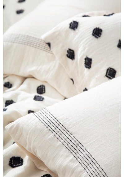 Ecocotton İmre Siyah Çift Kişilik %100 Organik Pamuk Müslin Nevresim Takımı