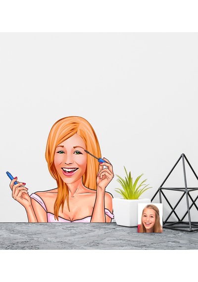 Kişiye Özel Bayan Karikatürlü Duvar Sticker 50X70CM 21