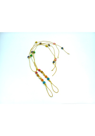 Bohem Barefoot Sandal Renkli Ahşap Boncuklu Çift Halhal Çok Renkli