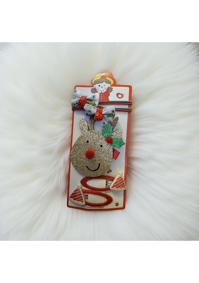 Noel Geyik 4'lü Toka Seti Christmas Hair Clip Set-210 Kırmızı