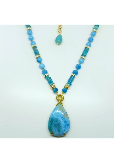 1525 Larimar El Yapımı Kolye Kırmızı
