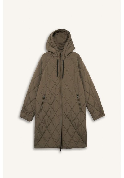 Defacto Regular Fit Kapüşonlu Kapitoneli Fermuarlı Parka F2882ax25wnkh402 Haki-kh402