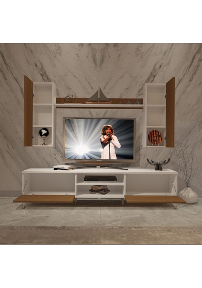 Decoraktiv Eko 7 Mdf Dvd Gold Tv Ünitesi Tv Sehpası Beyaz - Ceviz