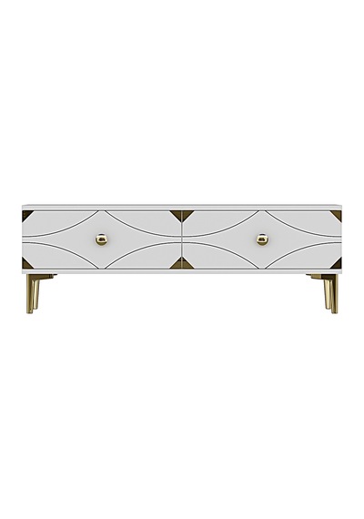 Tsa1297bg Alfa Tv Sehpası Beyaz-gold 120cm