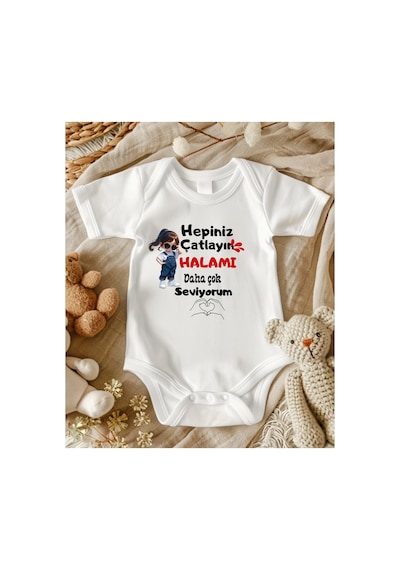 Lupi Hala Yazılı % 100 Pamuk Bebek Zıbın 610 ekru