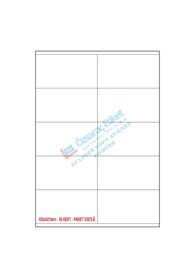 105MM 57MM A4 Laser Etiket