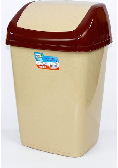Polytime Klink Sallanır Kapak Çöp Kutusu / Plastik / Kiremit-Krem