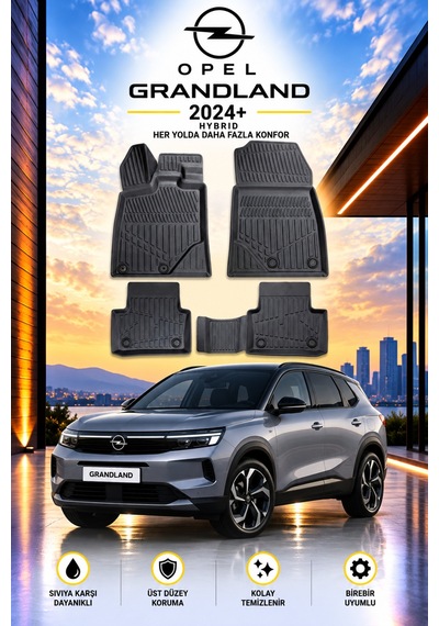 Opel Grandland 2024+ Hybrid Aracınıza Özel Üretim Havuzlu Paspas Takımı A+ -mod-