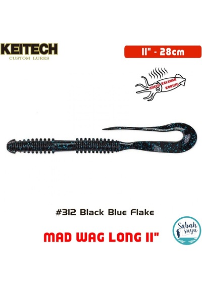 Keitech Mad Wag Long 28Cm (11") -312 Black Blue Flake Kokulu Sili
