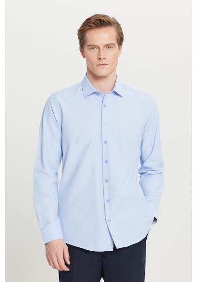 AC&Co / Altınyıldız Classics Ütülemesi Kolay Slim Fit Dar Kesim Klasik Yaka Pamuklu Erkek Gömlek Açık Mavi