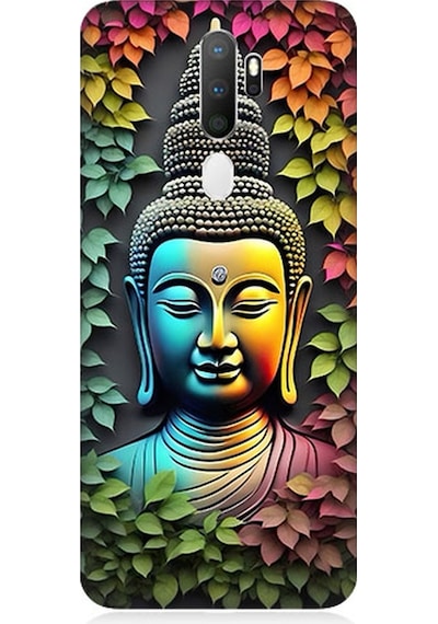 Oppo A9 2020 Uyumlu Silikon Kılıf Budha Ve Sarmaşık Yapraklar