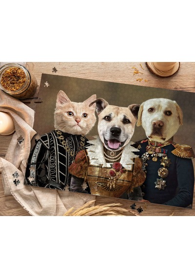 Bk Gift Evcil Dostlara Özel 1000 Parça Profesyonel Puzzle, 3'lü Evcil Dost Portre, Evcil Hayvan Puzzle-1