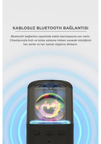 Premium Parti Aleti Küçük Boyutlu Bluetooth Hoparlör Rgb Işıklı D73 Siyah