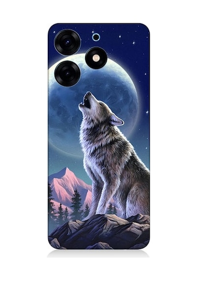 Tecno Spark 10 Pro Uyumlu Kurt Ve Ay Desenli Silikon Kılıf