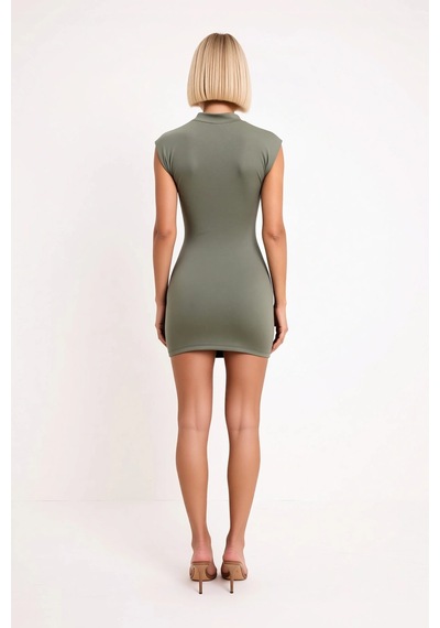 Benerly Kadın Kolsuz Bisiklet Yaka Bodycon Mini Elbise Büzgülü Detaylı Mi Mint