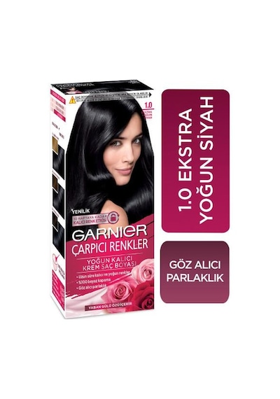 Garnier Çarpıcı Renkler Krem Saç Boyası - 1.0 Ekstra Yoğun Siyah
