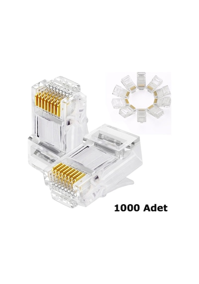 Rj45 Konnektör 1000 Adet Network Cat5 Cat6 Jak Jack Ethernet Uç