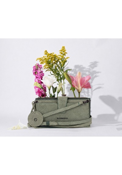 Bloominbag Mint Still Lozan Hakiki Süet Çapraz Askılı Telefon Bölmeli Cüzdan Çanta Yeşil