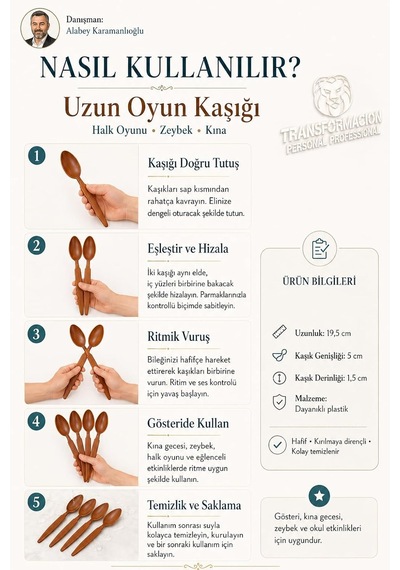 Uzun Halk Oyunu Kaşığı - Kına Zeybek 14 Adet 718722 Diğer