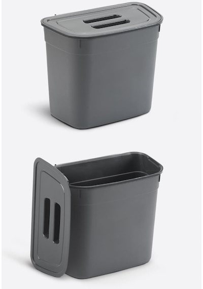 Flosoft Dolap İçi Kapaklı Asılabilir Çöp Kovası, Dolap Kapağı Askılı Çöp Kutusu Füme 7 Litre Füme