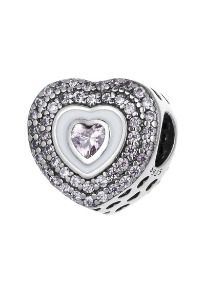 Nur Silver Taşlı Kalp Gümüş Charm - NUR-CM00415