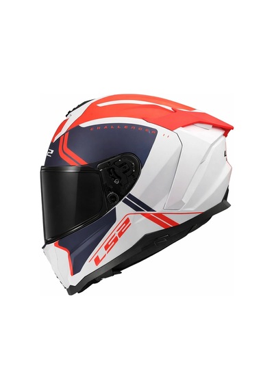 Ls2 Challenger 2 Tıtan Mat Beyaz-mavi-kırmızı Kask Siyah Vizör Mat Beyaz