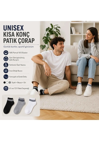 Çorap Giyim Unisex Çizgili Kısa Konç Patik Çorap 6 Çift, %85 Pamuklu Geri Dönüştürülmüş İplik, Parfümlü İnce Dikişli, Siyah Beyaz Gri Günlük Spor Çorabı Çok Renkli Çorap Giyim Unisex Çizgili Kısa Konç Patik Çorap 6 Çift, %85 Pamuklu Geri Dönüştürülmüş İplik, Parfümlü İnce Dikişli, Siyah Beyaz Gri Günlük Spor Çorabı Çok Renkli