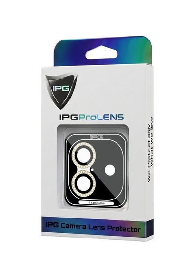 Apple iPhone Uyumlu 17 İçin Ipg Prolens Kamera Lens Koruyucu Elmas Taş Çerçeveli, Kırılmaz Cam Altın