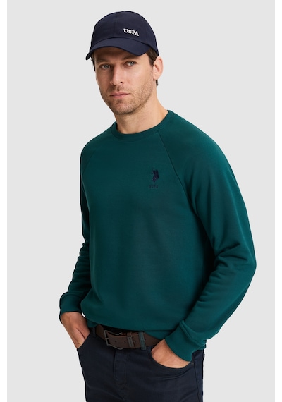 U.S. Polo Assn. Erkek Yeşil Basic Sweatshirt 50329441 Vr060 Eden Green