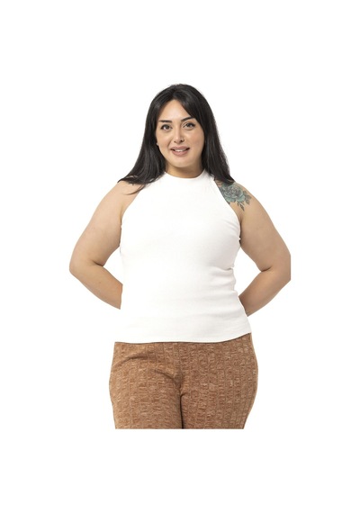 Disentis Büyük Beden Halter Yaka Yarım Balıkçı Fitilli Kaşkorse Ekru Body-ekru Ekru