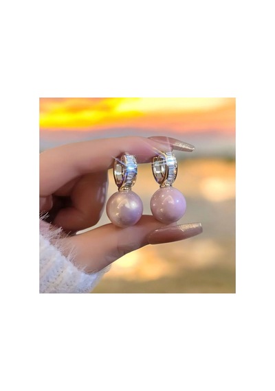 Yıwushı Şık İmitasyon İnci Top Küpeler Altın Tonlu Ayarlamalı, Kadınlar İçin Blingbling Tasarımıyla Pembe