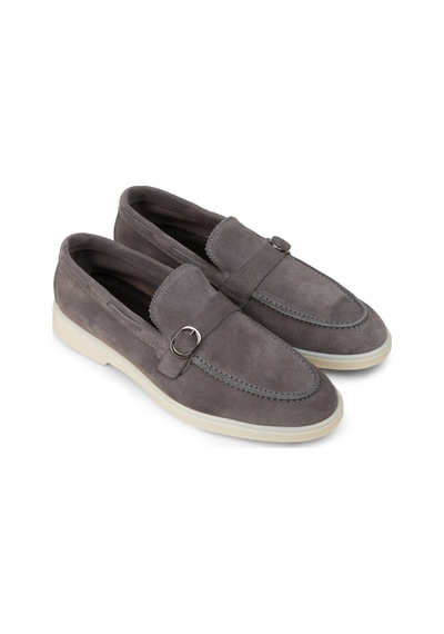 Deery Erkek Hakiki Süet Gri Tokalı Loafer - 02031mgrıc01